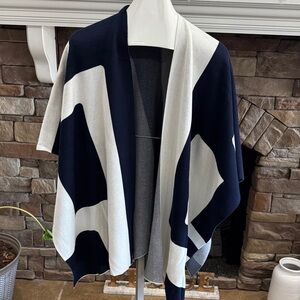Navy and White Geometric Shawl
